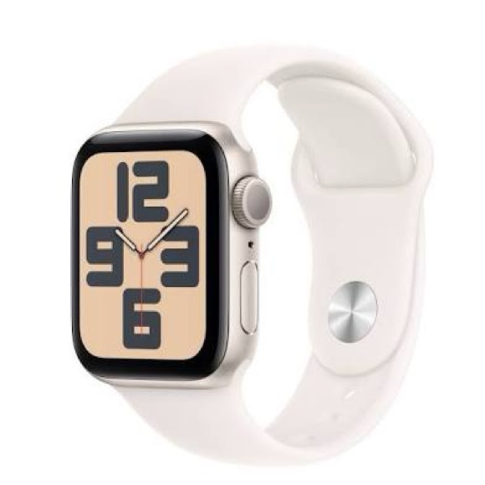 Apple Watch SE (gen 2) in starlight.